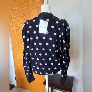 Who What Wear Black Sweatshirt with Pink Polka Dots